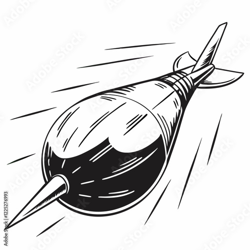 Drawing of a thrown dart seeking its target at full speed vector illustration (4)
