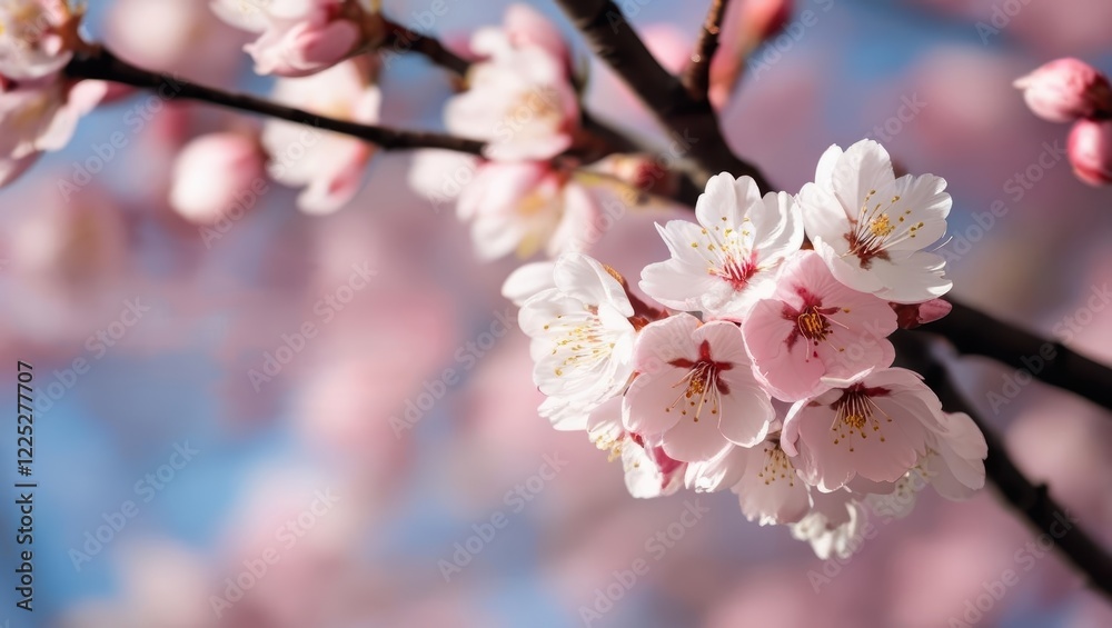 pink cherry blossoms, blossom background, travel ads, space for text pink cherry blossoms, blossom background, travel ads, space for text