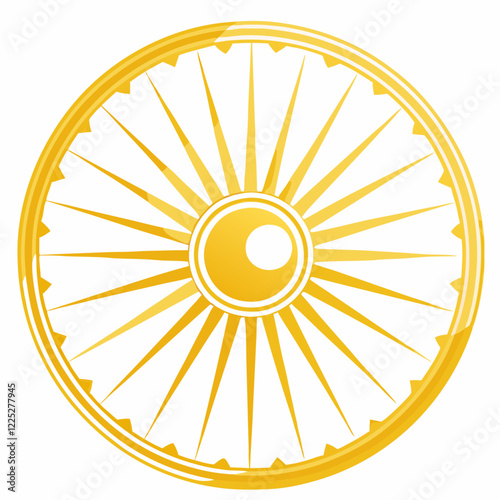 Isolated golden and shiny Ashoka Chakra wheel symbol vector illustration (1)