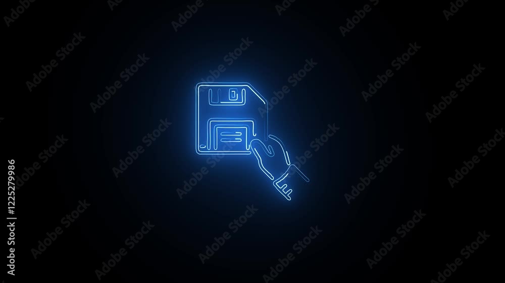 Glowing neon Floppy Disk free icon isolated on black background. HD Video motion graphic animation Glowing neon Floppy Disk free icon isolated on black background. HD Video motion graphic animation
