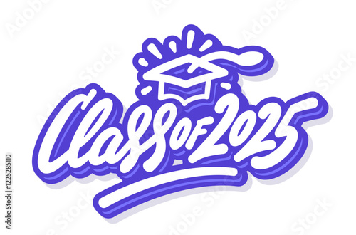 Class of 2025 Vector Graduation Sticker Design.