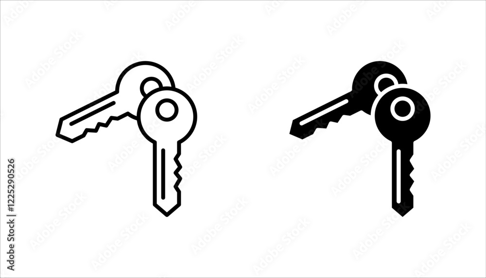 Key icon set, Key symbol on white background. Key icon set, Key symbol on white background.