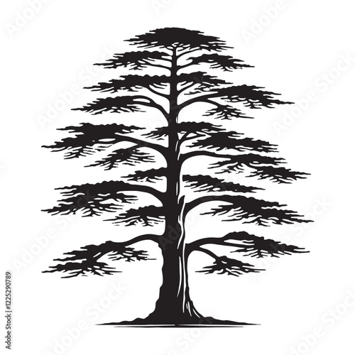 Creative and detailed Cedar Tree silhouette for artwork - Cedar tree silhouette - Cedar tree vector - Cedar tree illustration - Cedar silhouette - Cedar vector
