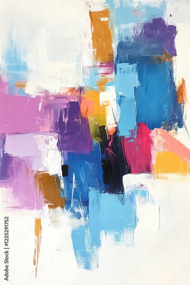 Obraz premium Abstract painting featuring vibrant colors and bold brush strokes, inspiring creativity and modern art aesthetics for interior design or art appreciation.