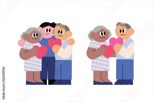 Family Love and Support. Families hugging together. Parents and children.