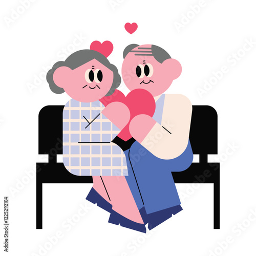 Elderly Couple in Love. An old couple sitting on a bench. Old age welfare.