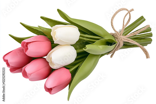 Isolated Bunch of Tulips in Pastel Colors - Ideal for Spring Decoration and Floral Design Projects