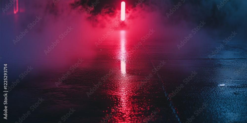 Obraz premium Wet asphalt, reflection of neon lights
