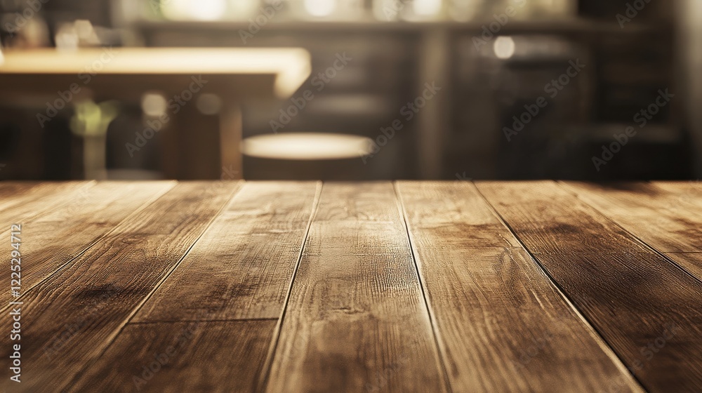 interior concept - empty wooden boards with blurred kitchen background interior concept - empty wooden boards with blurred kitchen background