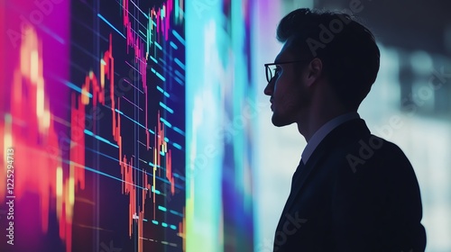Businessman analyzing profit margins with investment graphs risk management