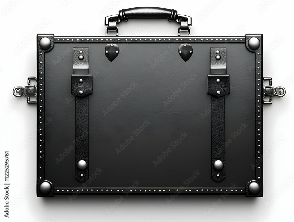 Fototapeta premium Black Leather Suitcase 3D Illustration
