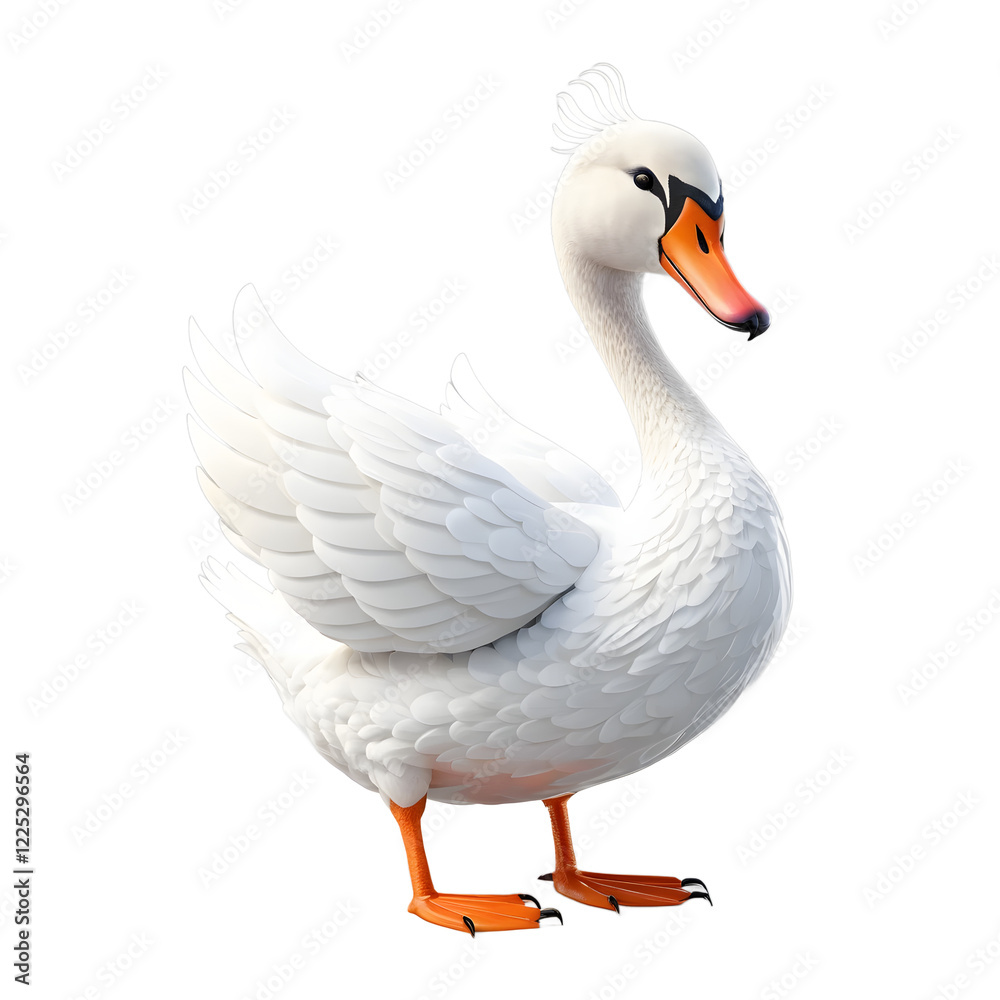Animated White Swan, Perfect for Children's Books or Educational Projects Animated White Swan, Perfect for Children's Books or Educational Projects