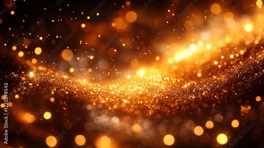 Naklejka premium Golden Glitter Texture with Dark Background