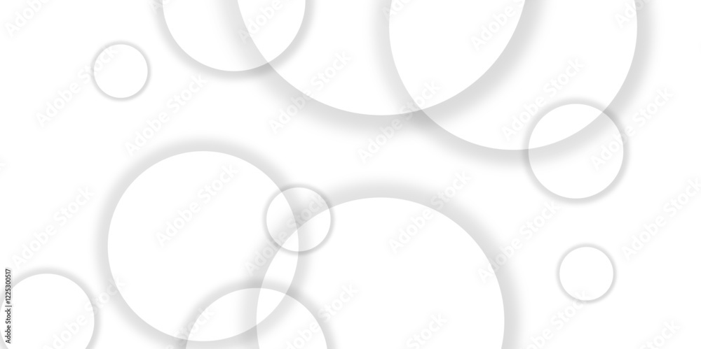 Abstract background with circle white abstract geometric background with soft light white paper circles in design .Gray abstract. Modern design background for report and project presentation template.