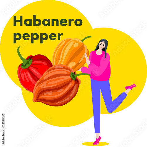 A woman holds Habanero chili peppers.