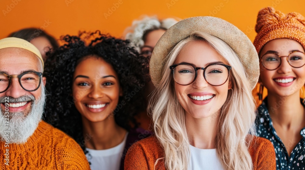 Diverse Group of Young Adults Smiling and Posing Together in a Modern Setting Diverse Group of Young Adults Smiling and Posing Together in a Modern Setting