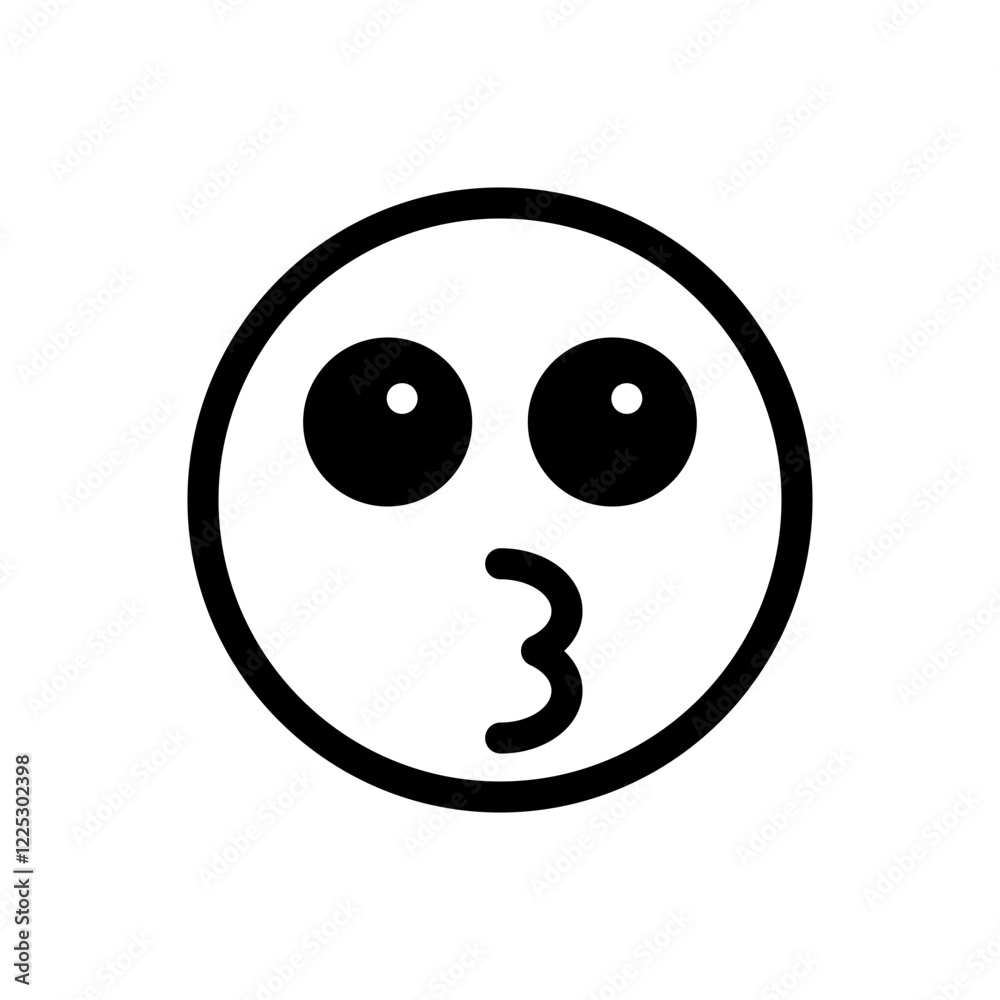 Fototapeta premium Solid emoticon with a pouty expression and pursed lips, showing dissatisfaction.