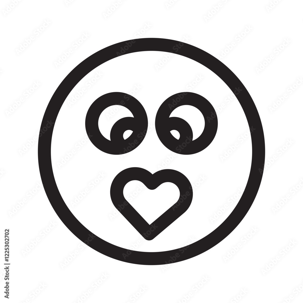 line Emoticon with a heart-shaped mouth, expressing love and affection. line Emoticon with a heart-shaped mouth, expressing love and affection.