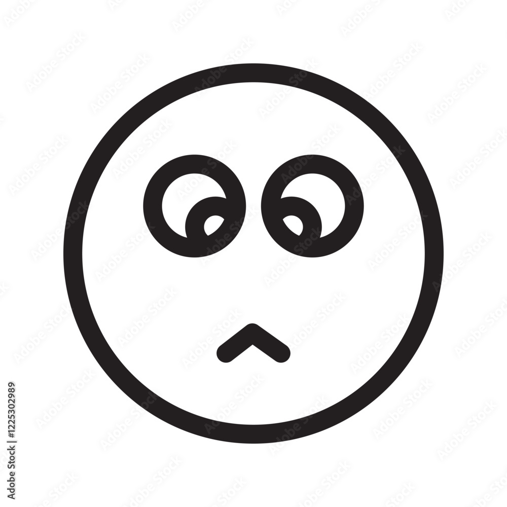 line sad icon with a downturned mouth and teary eyes, conveying sadness. line sad icon with a downturned mouth and teary eyes, conveying sadness.