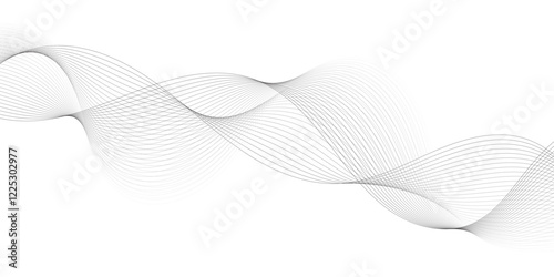 Abstract grey, white smooth element swoosh speed wave modern stream background. Wave with lines created using blend tool. Abstract frequency sound wave lines and twisted curve lines background.	