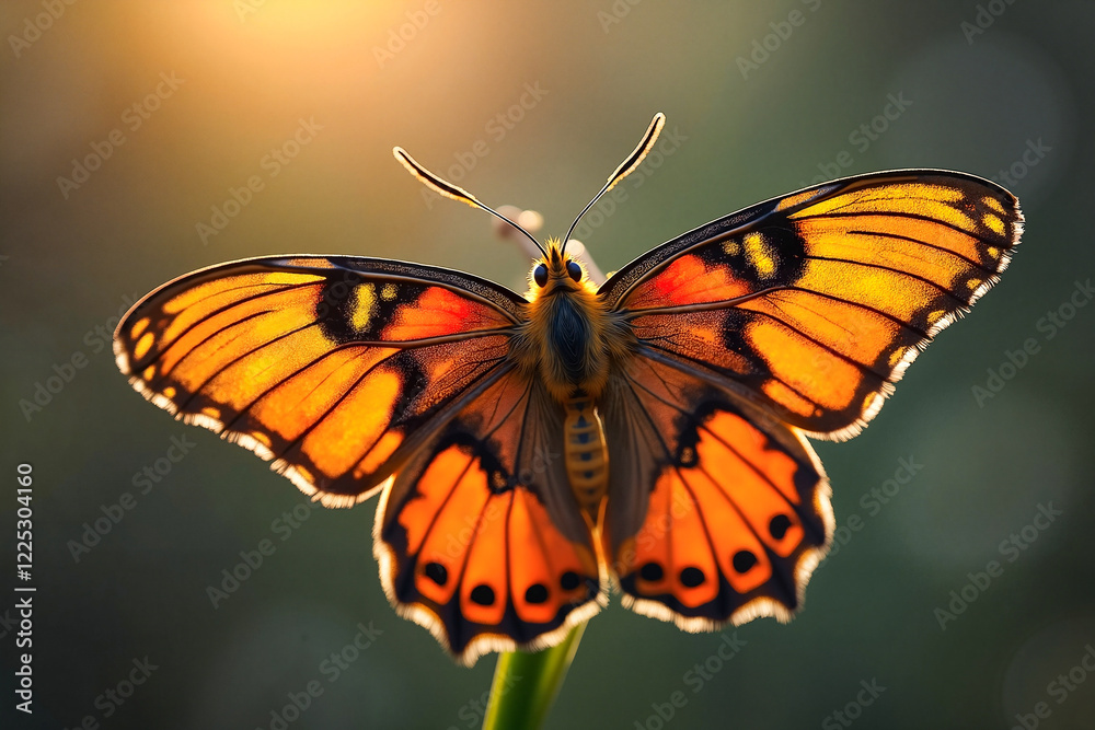 Macro photograph of a vibrant tiger moth opening its wings to take flight against a starlit background, showcasing nature's beauty and intricacy. Macro photograph of a vibrant tiger moth opening its wings to take flight against a starlit background, showcasing nature's beauty and intricacy.