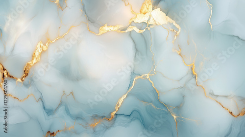 青と金の大理石模様の抽象アート