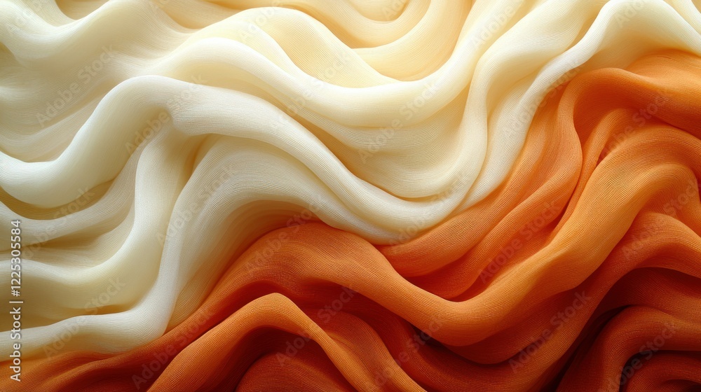 Fototapeta premium Abstract Wave of Creamy and Burnt Orange Silk Fabric