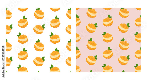 Pattern with French profiterole. Seamless pattern. Can be used for wallpaper, fill web page background, surface textures. Vector illustration	