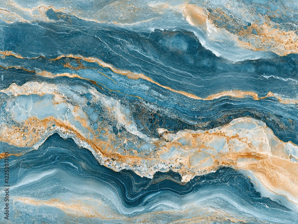 Abstract blue and gold marble texture with wavy patterns, perfect for backgrounds Abstract blue and gold marble texture with wavy patterns, perfect for backgrounds