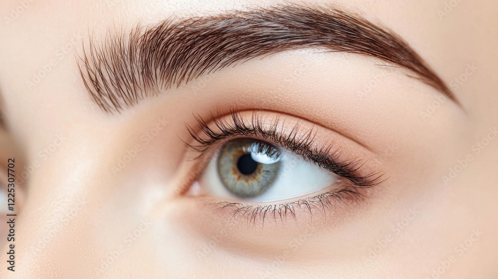 Obraz premium Captivating Close up of Alluring Female Eye with Flawless Makeup and Striking Blue Hue