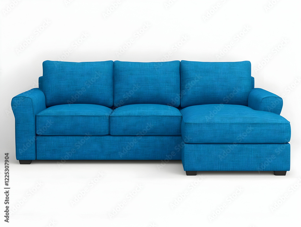Fototapeta premium Blue Sectional Sofa 3D Render