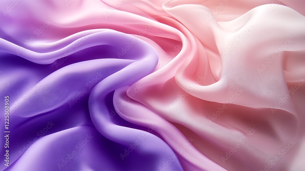 Fototapeta premium Draped pastel fabric showcasing a gradient of purple and pink