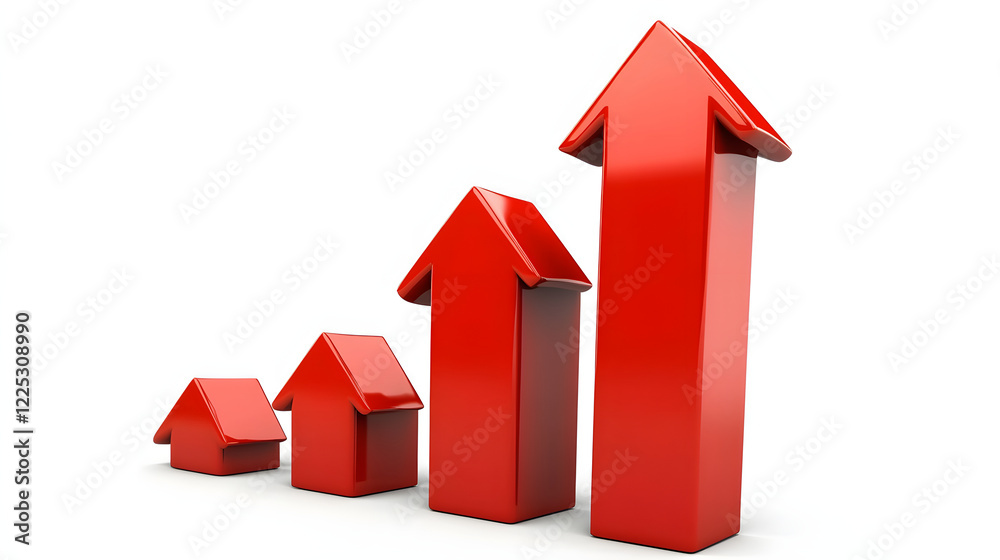 Red Arrows Representing Increasing Home Values Red Arrows Representing Increasing Home Values
