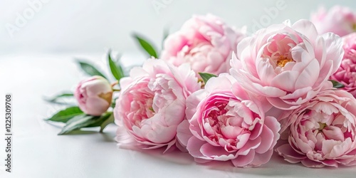 Fototapeta Naklejka Na Ścianę i Meble -  Soft pink peonies on a white background , pink hues, spring flowers,  pink hues