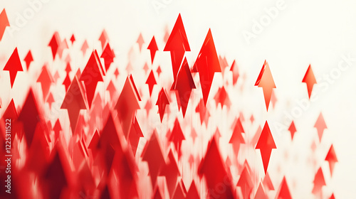 Red Arrows Ascending In A White Background