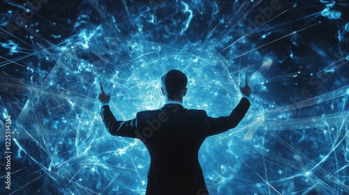 A symphony of technology requires a skilled conductor. This image depicts an IT Director managing the IT department and staff, ensuring their work aligns with the company's digital strategy and drive