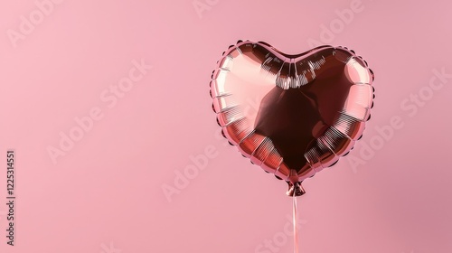 Heart shaped balloon floating on a soft pink background creating a romantic and cheerful atmosphere