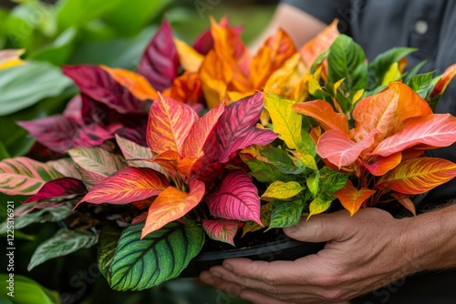 A gardener arranging colorful plants in a pattern, showing the creative and applicable use of design in landscaping