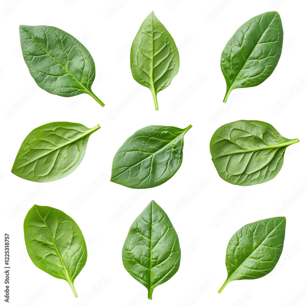 Fresh green spinach leaves isolated on white background for healthy eating, on white or transparent background Fresh green spinach leaves isolated on white background for healthy eating, on white or transparent background