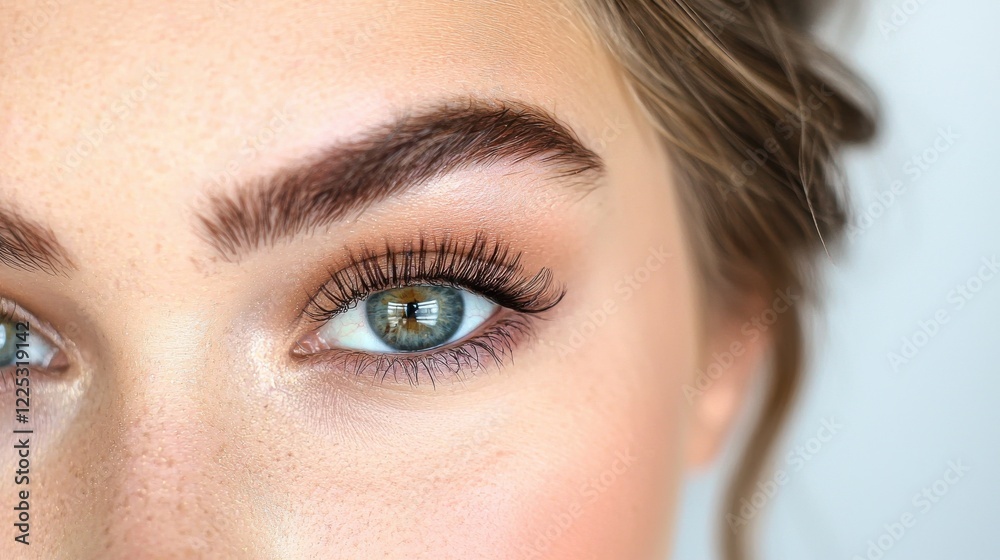 Fototapeta premium Captivating Close Up Portrait of a Woman s Alluring Gaze and Flawless Makeup