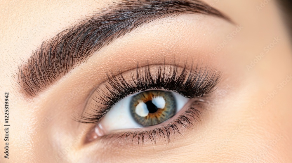 Close up of Mesmerizing Sultry Female Gaze with Dramatic Eyelashes and Makeup Close up of Mesmerizing Sultry Female Gaze with Dramatic Eyelashes and Makeup