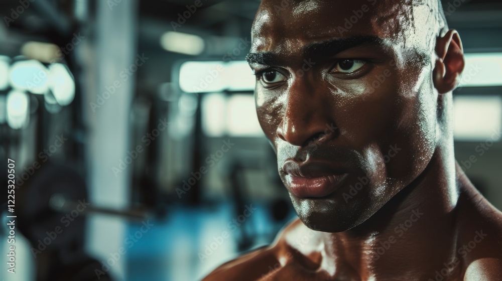 Focused athlete prepares for a workout in a modern gym environment during afternoon hours