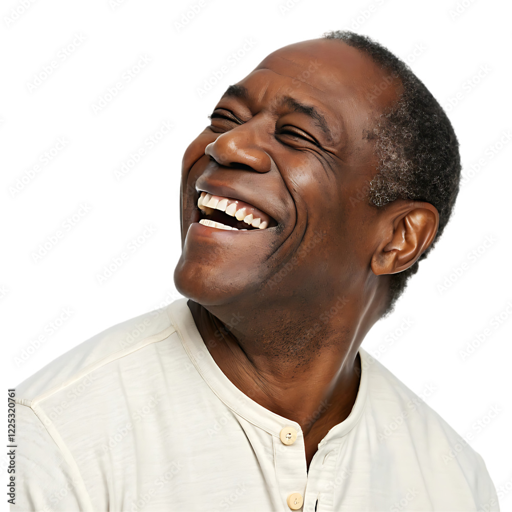 Obraz premium A BLACK MAN LAUGHING || IN ISOLATE BACKGROUND