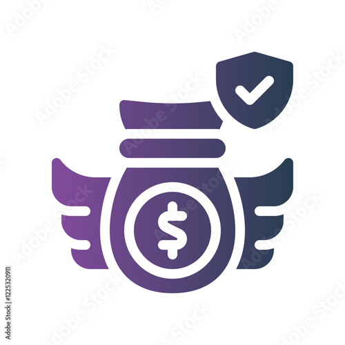 financial security net flat gradient icon