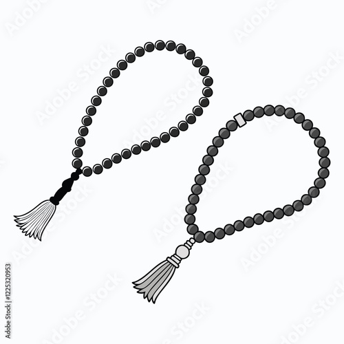 Two Black Prayer Beads with Tassels