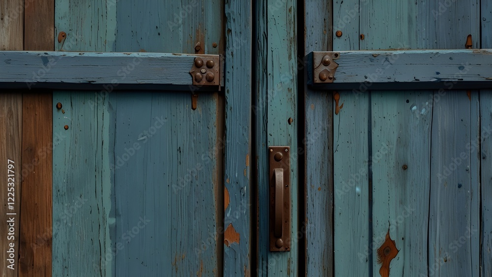 Detail from a old rustic blue door. Generative AI Detail from a old rustic blue door. Generative AI