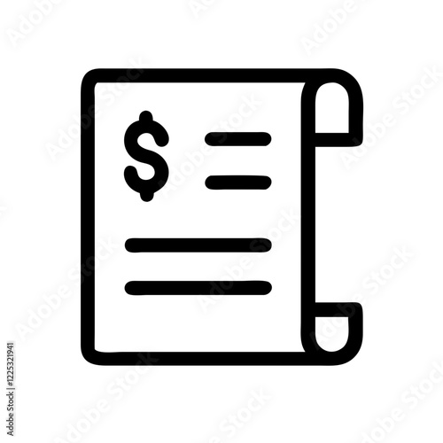 Invoice icon displaying a receipt with dollar symbol for financial transactions