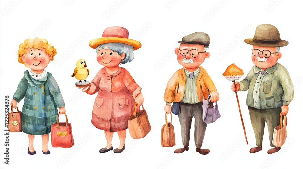 Artistic pension collection watercolor Artistic pension collection watercolor