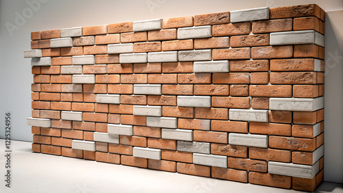 Brick wall in modern interior. 3d render illustration background. photo