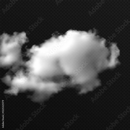 Vector realistic cloud, smoke or fog on isolated transparent background. Cloud png. Smoke png